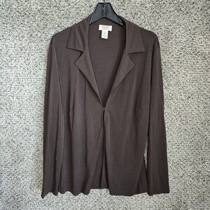 Talbots Cardigan Womens X US 14W Brown Collared Stretch‎ Polyester Blend Ladies